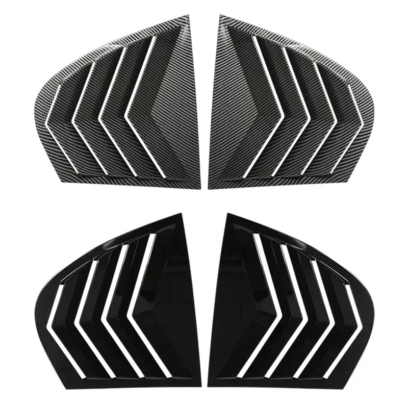 Caches de vitres arrière latérales BMW Série 5 E60 style louvers présentés en noir brillant et en look carbone