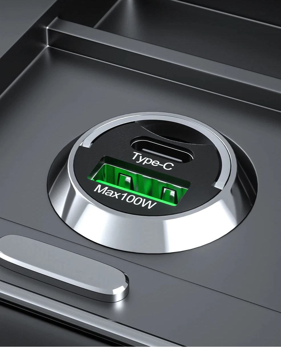 Chargeur voiture USB-C 100W mini intégré dans la console centrale