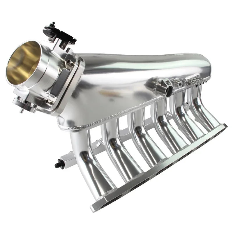 Vue de profil du collecteur d’admission aluminium argent BMW M50 M52 S50 S52