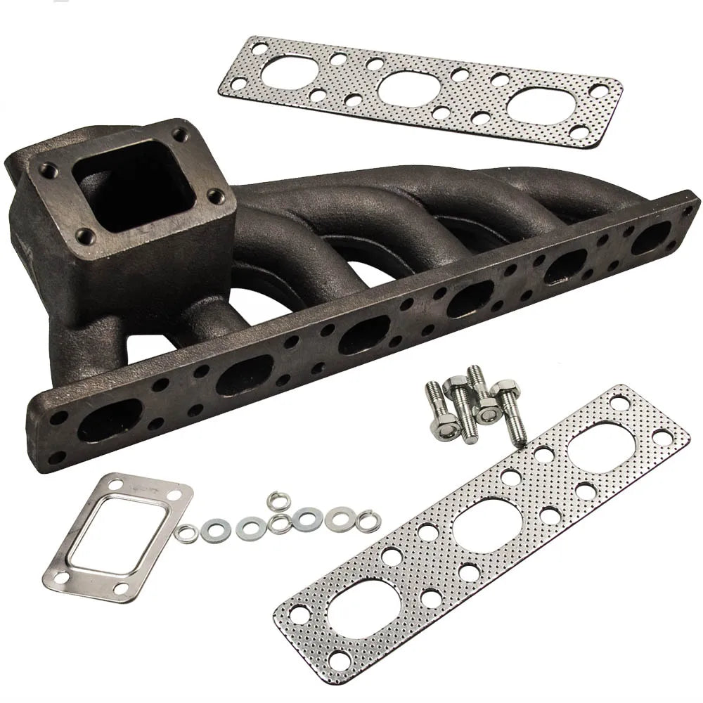 Deuxième vue en angle du collecteur turbo position basse T3 BMW M50 M52 M54 S50