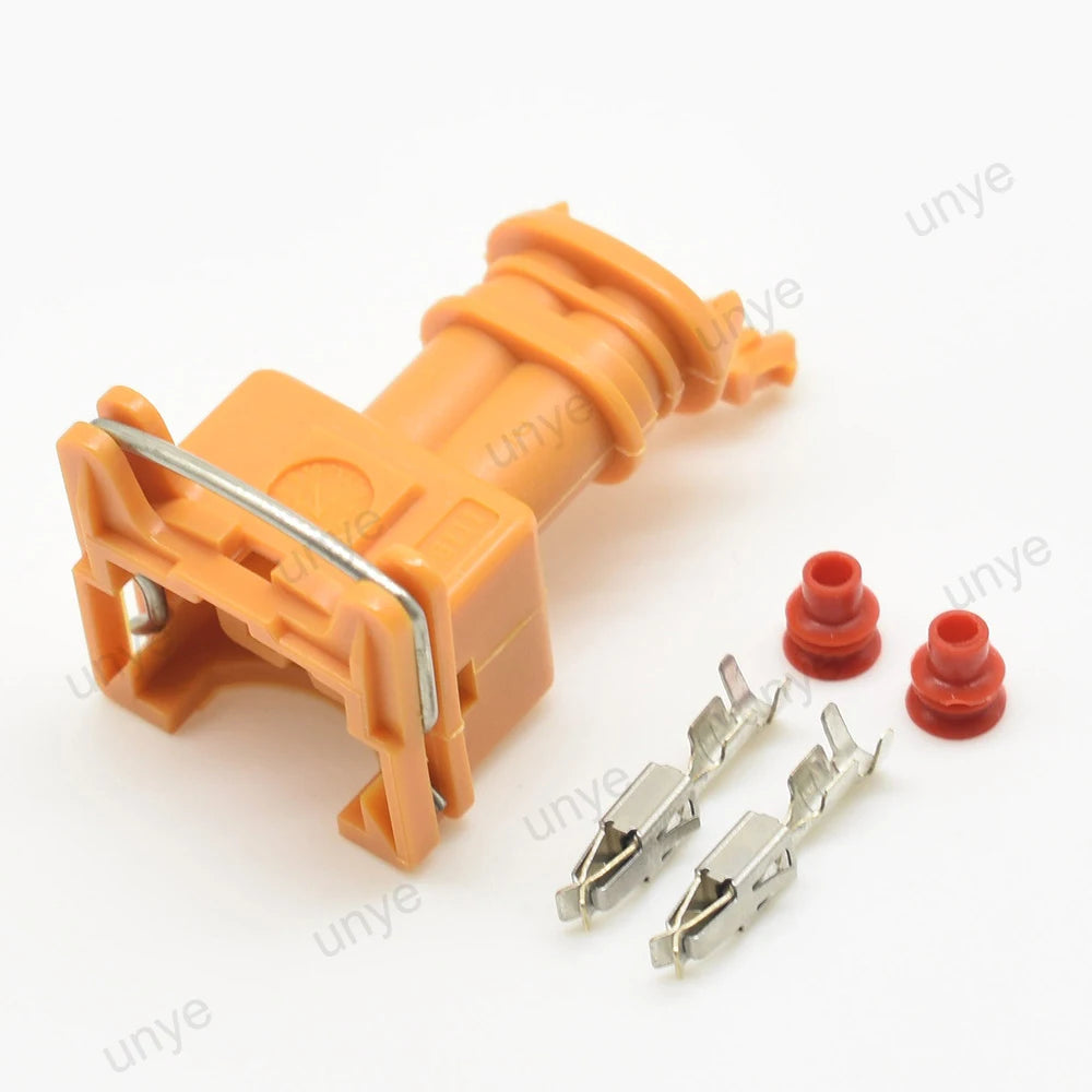 Connecteur injecteur EV1 JPT 2 broches 282189-1 orange avec cosses et joints Connecteur injecteur EV1 JPT 2 broches 282189-1 orange avec cosses et joints