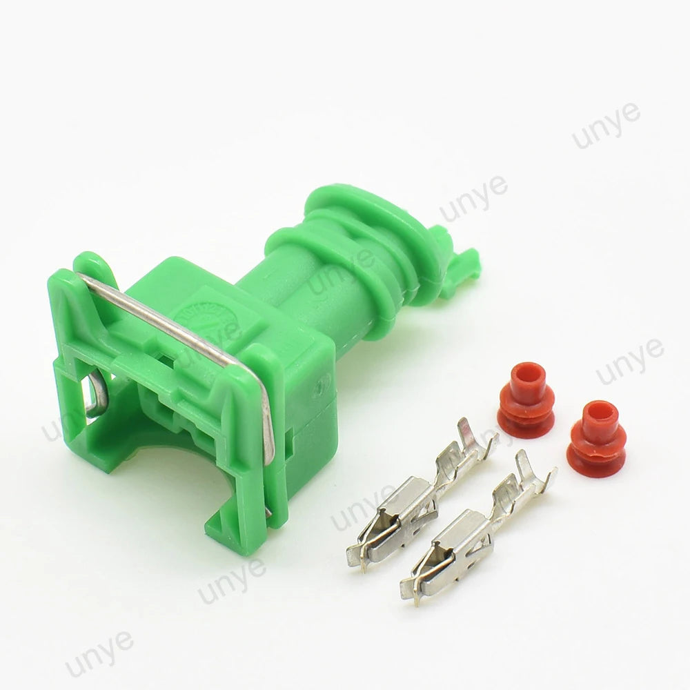 Connecteur injecteur EV1 JPT 2 broches 282189-1 vert clair avec cosses et joints Connecteur injecteur EV1 JPT 2 broches 282189-1 vert clair avec cosses et joints