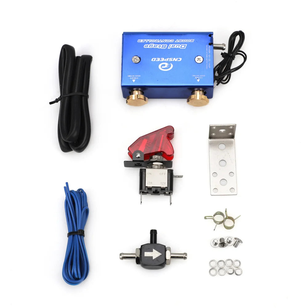 Contenu du kit du contrôleur électronique de pression turbo 12V avec faisceau, électrovanne et accessoires
