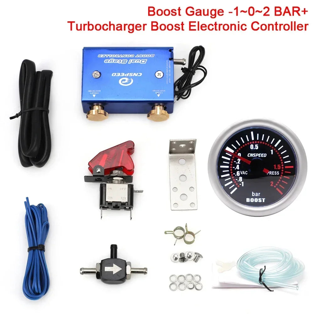 Kit du contrôleur électronique de pression turbo 12V avec manomètre, faisceau et électrovanne