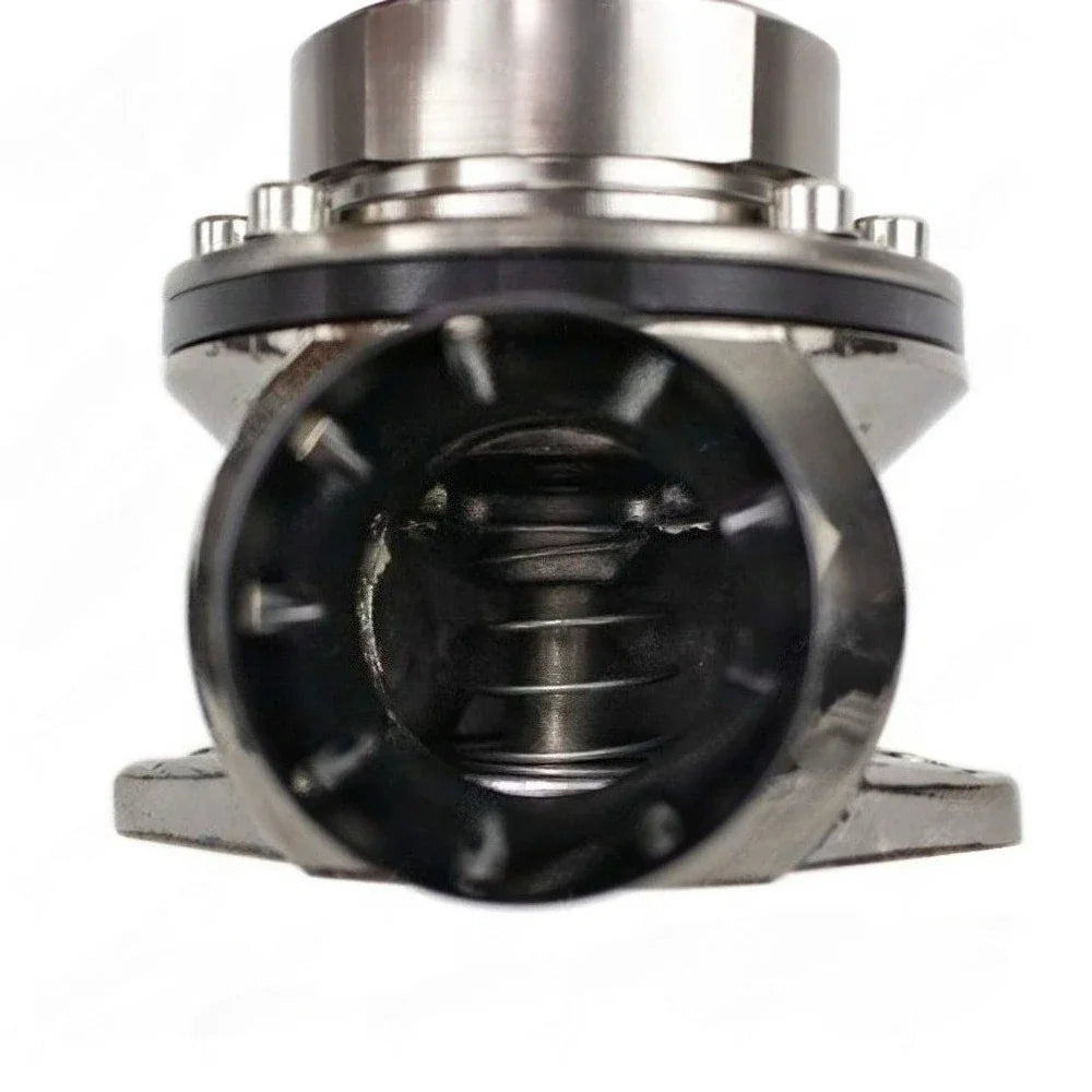 Vue intérieure de la dump valve type Greddy FV montrant le mécanisme
