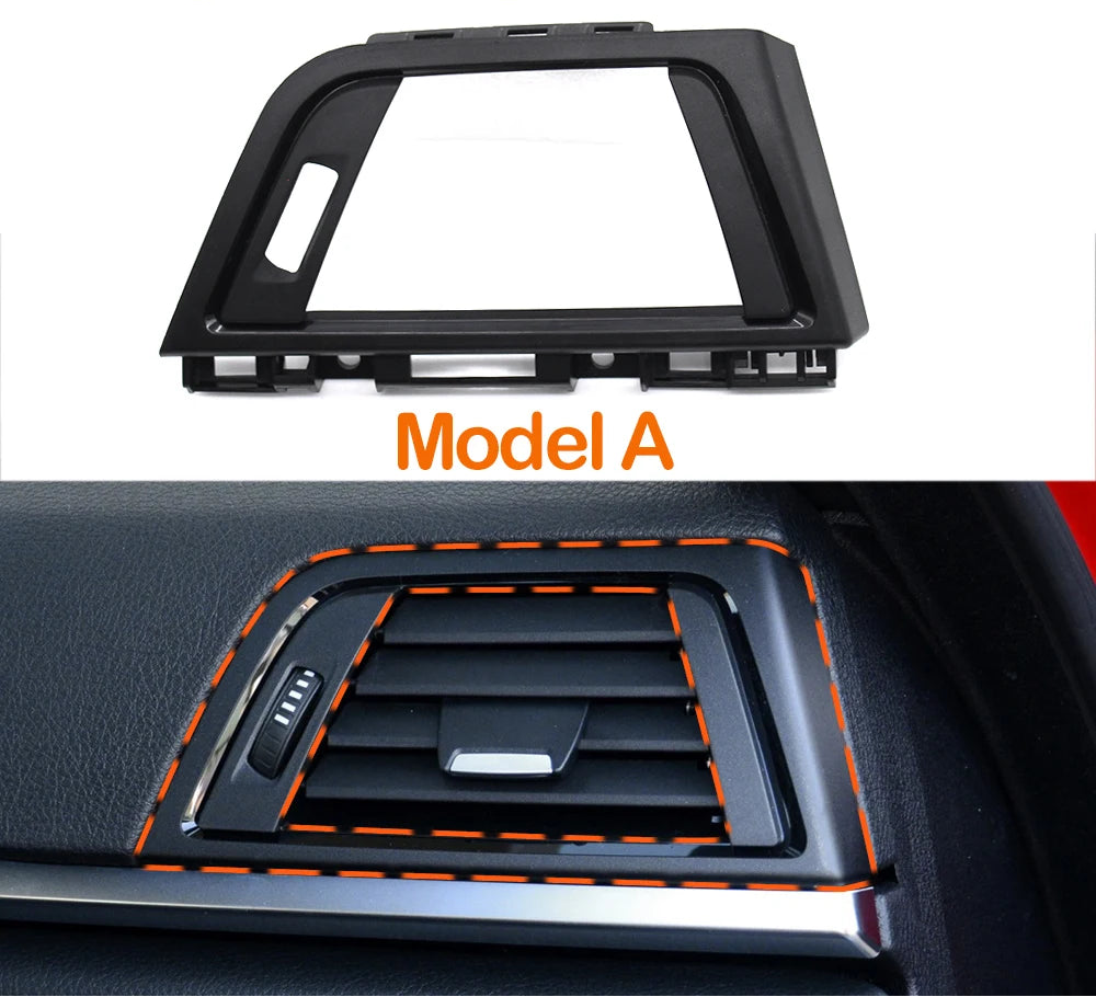 Grille d’aérateur avant BMW modèle A avec contour orange et rendu monté sur tableau de bord