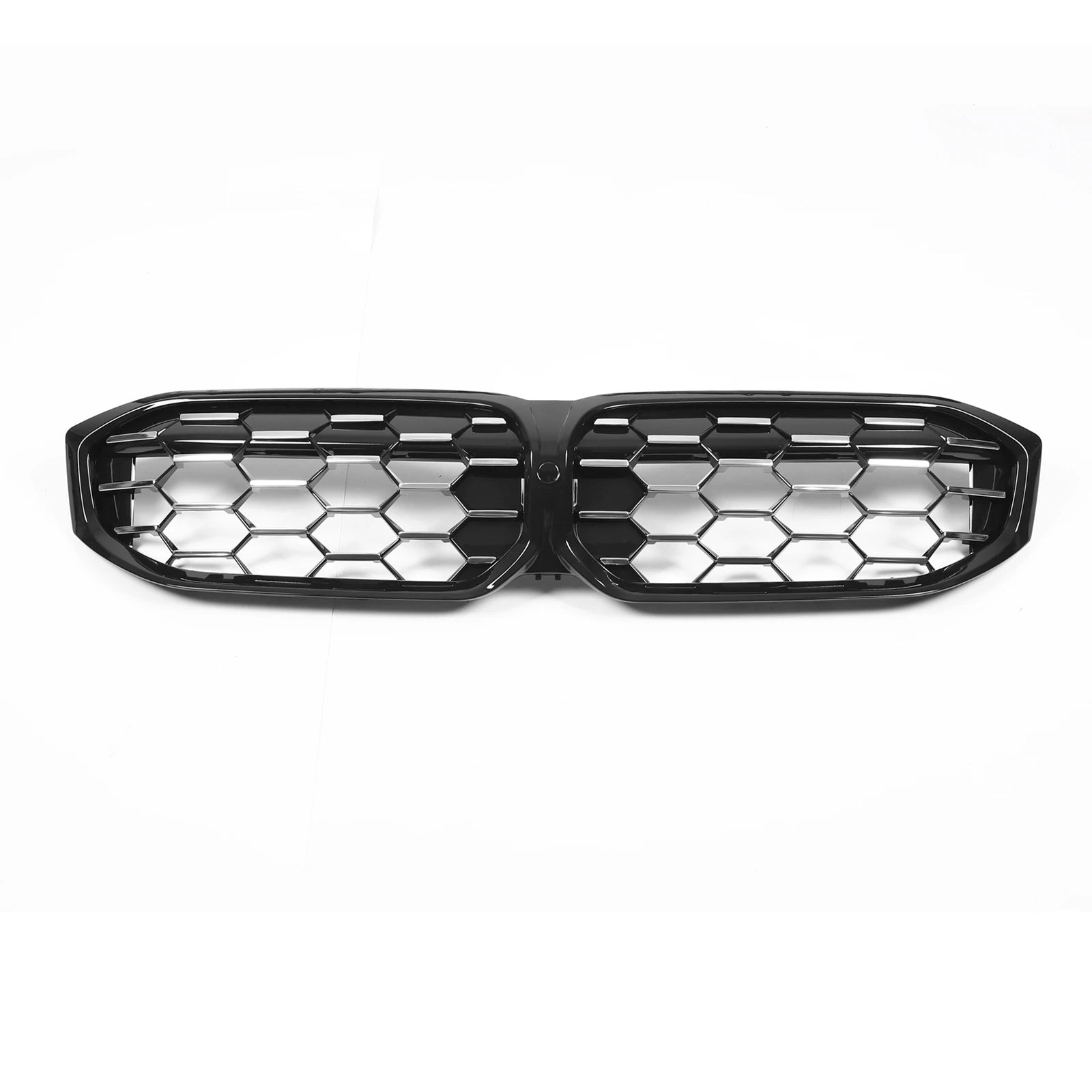 Calandre BMW G20 G21 G28 LCI en double grille nid d’abeille noir et chrome sur fond blanc