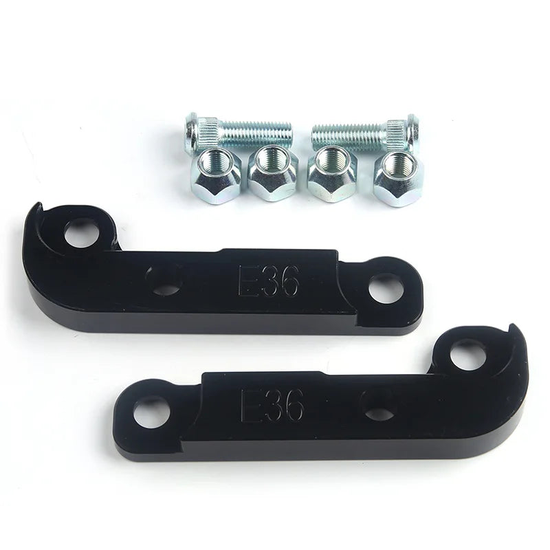 Pièces noires du kit drift d’augmentation d’angle BMW E36 M3 avec vis et écrous