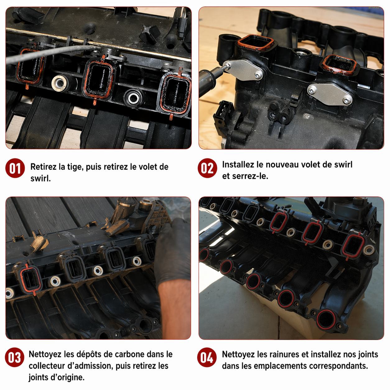 Guide de montage du kit suppression clapets d’admission BMW M47 M57 avec étapes illustrées