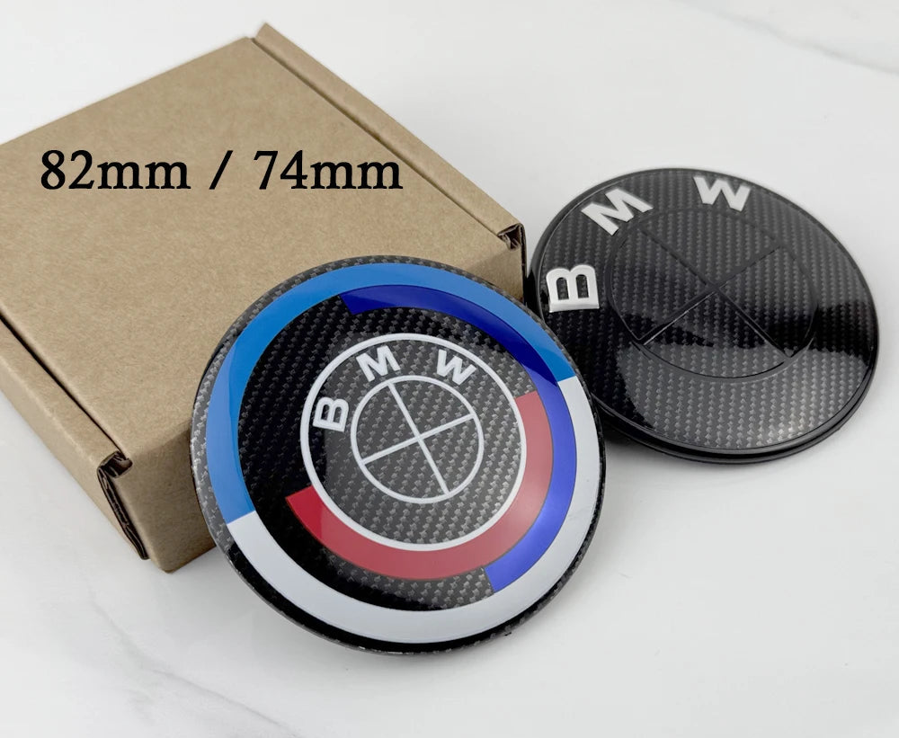 Logo BMW 74 mm et 82 mm avec aperçu des dimensions et des différentes tailles