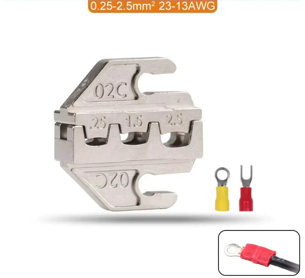 Mâchoire interchangeable pour pince à sertir pour cosses isolées avec embouts colorés