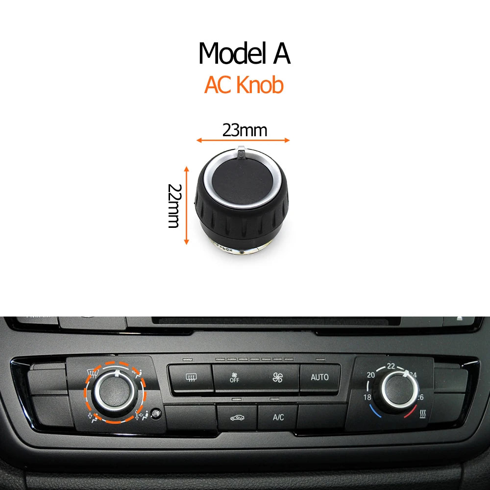Molette de climatisation BMW modèle A avec dimensions et aperçu sur console