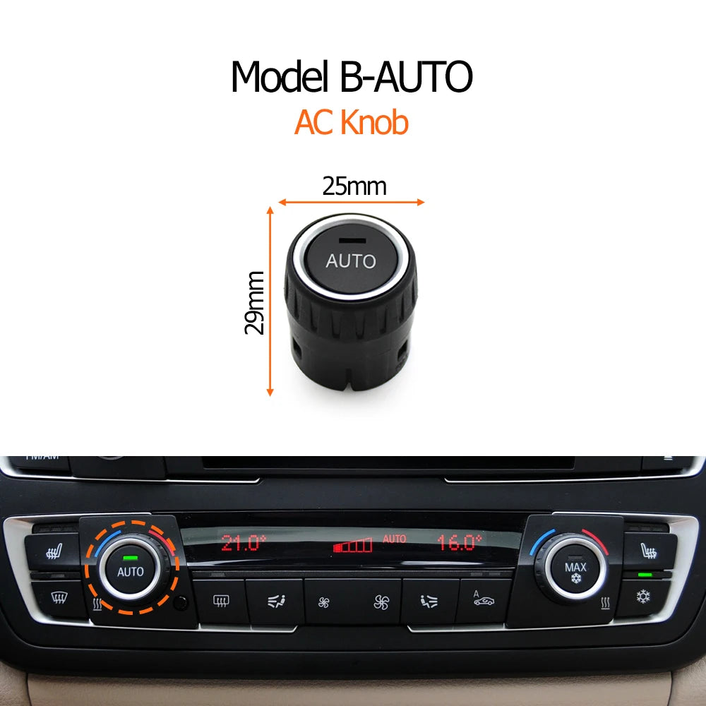 Molette de climatisation BMW modèle B AUTO avec dimensions et aperçu monté