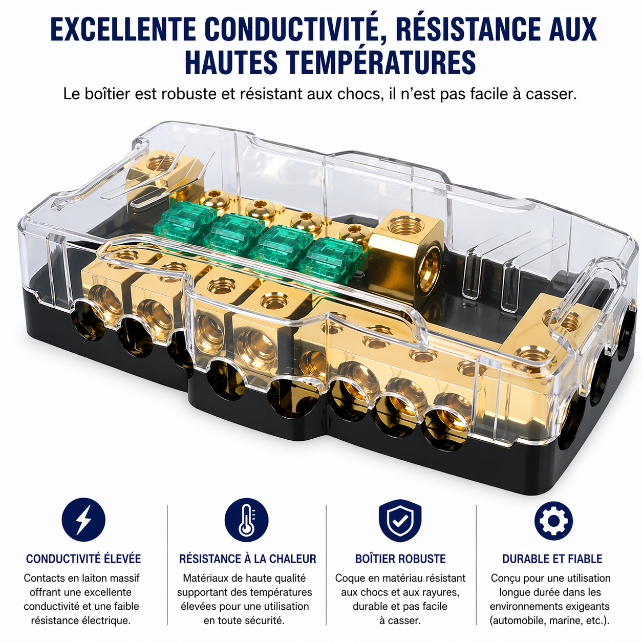 Contenu du boîtier porte-fusibles universel 12V / 24V avec couvercle et accessoires