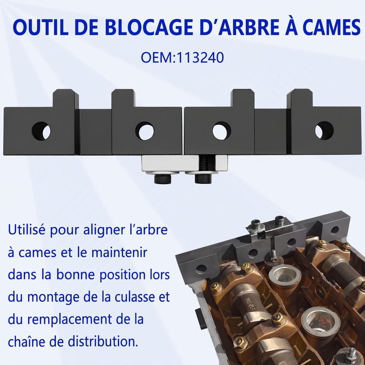 Outil de blocage d’arbre à cames BMW OEM 113240 pour calage double Vanos