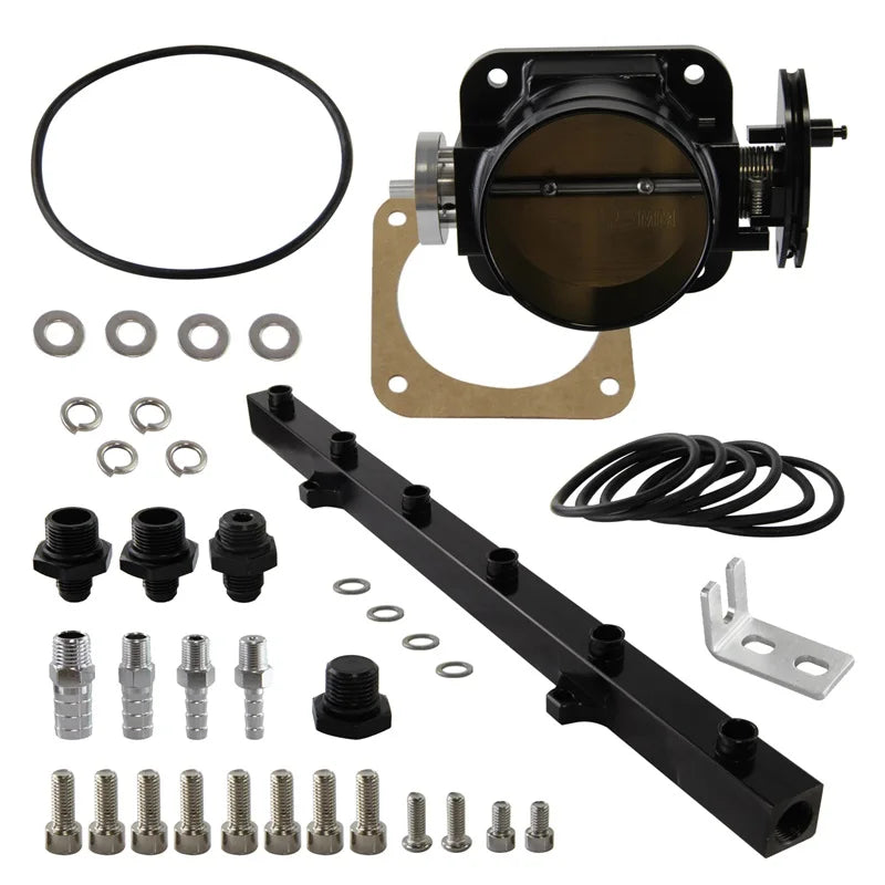 Papillon 90 mm et rampe d’injection du kit de collecteur d’admission BMW en finition noire