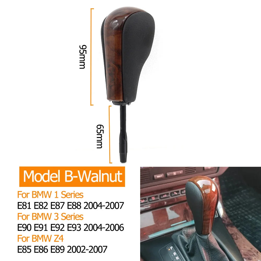 Pommeau de levier de vitesse BMW modèle B finition bois avec dimensions et compatibilités Pommeau de levier de vitesse BMW modèle B finition bois avec dimensions et compatibilités