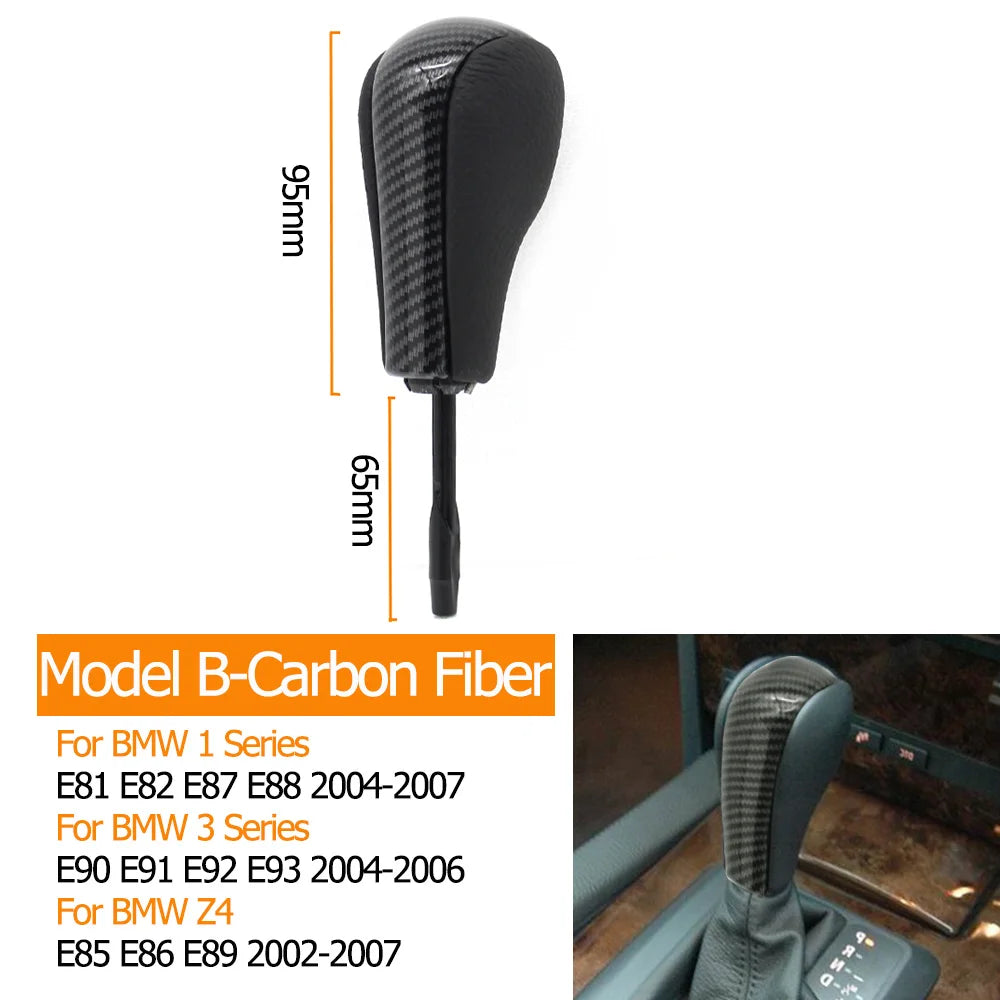 Pommeau de levier de vitesse BMW modèle B en aspect carbone avec dimensions