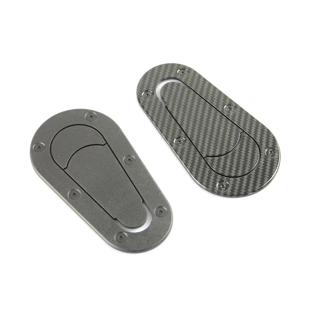 Autocollants décoratifs de verrou de capot universels aspect carbone ou noir mat 2 pièces