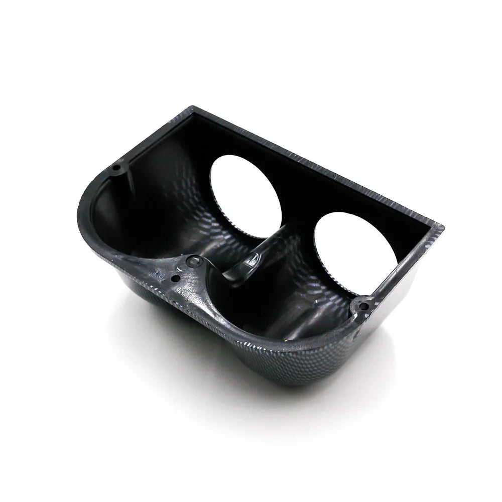 Support double manomètre 52 mm aspect carbone en vue inclinée