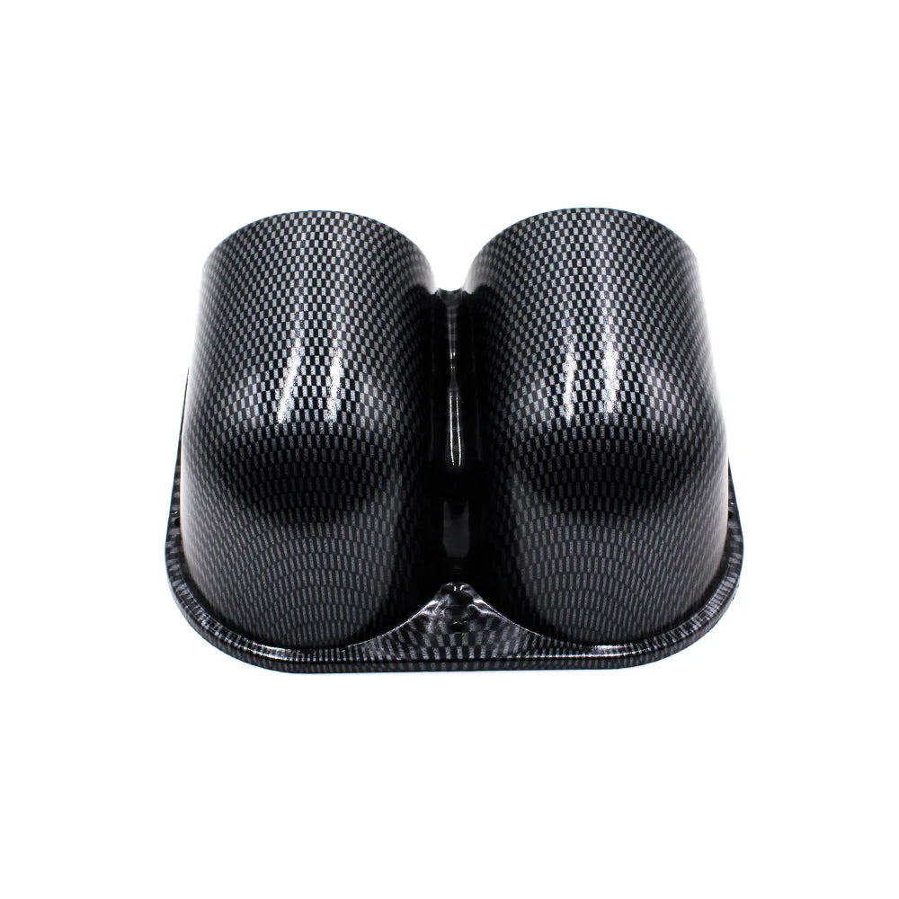 Support double manomètre 52 mm aspect carbone vu de l’arrière