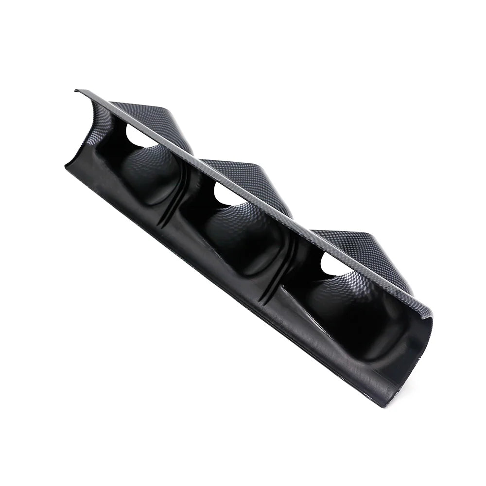 Support triple manomètres 52 mm aspect carbone vu de l’arrière