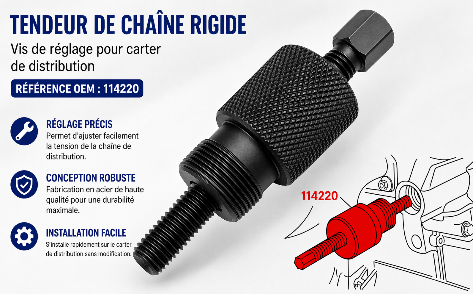 Tendeur rigide de chaîne de distribution BMW inclus dans le kit de calage double Vanos
