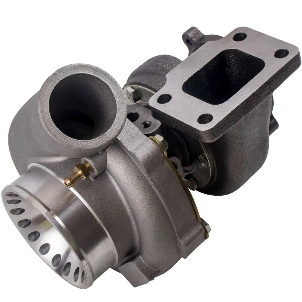 Turbo GT3582 GT35 T3 A/R 0.63 vu de côté avec bride de fixation