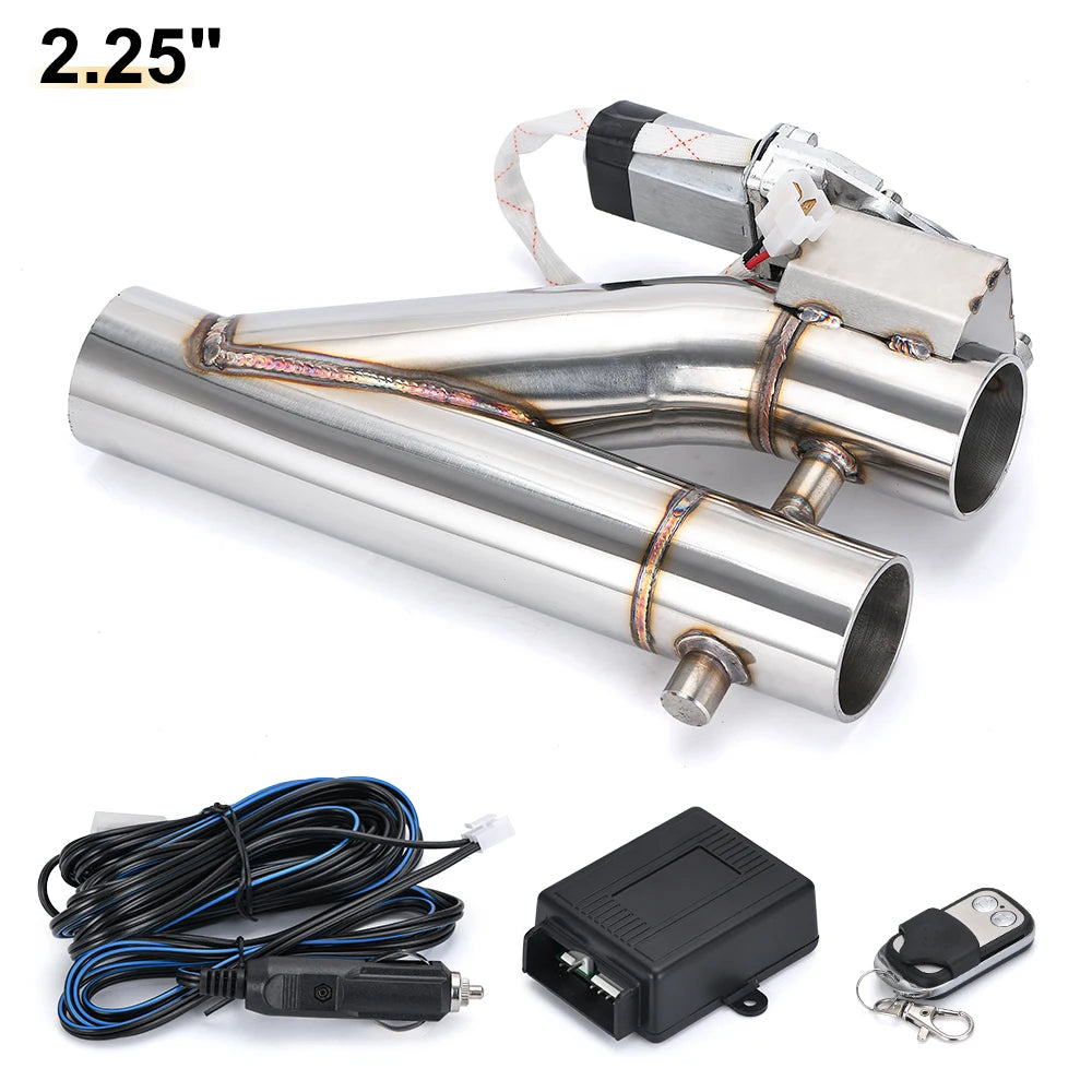 Kit de vanne d’échappement électrique double sortie en 2,25 pouces avec accessoires