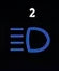 Voyant LED métal noir avec symbole feux de route bleu