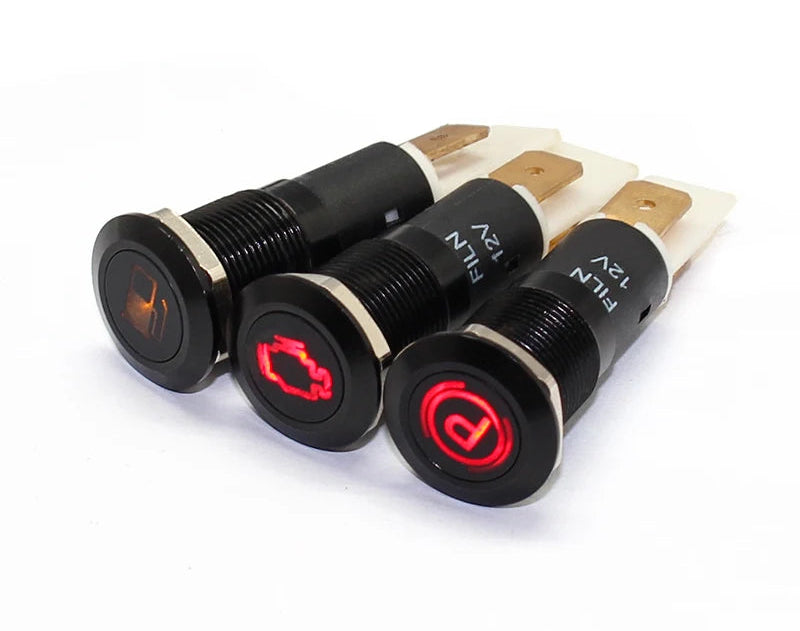 Détail de voyants LED métal universels noirs pour tableau de bord 12V 24V
