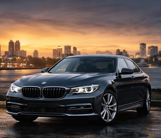 BMW Série 7 G1X sur fond urbain pour bannière de collection