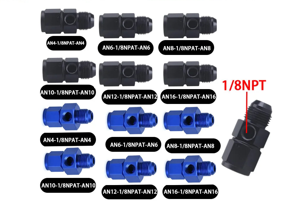 Adaptateurs AN vers 1/8 NPT pour sonde de pression ou température d’huile