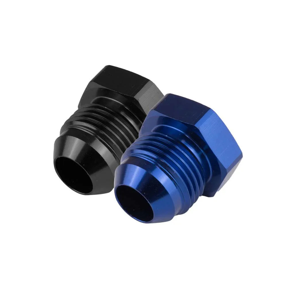 Lot de 2 bouchons DASH AN mâles hexagonaux en aluminium noir et bleu, tailles AN3 à AN12
