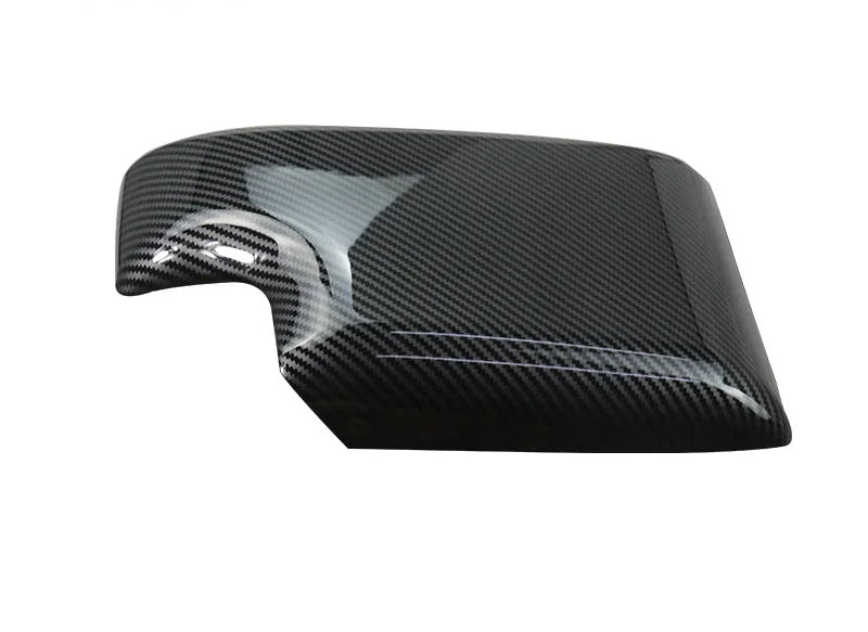 Cache d’accoudoir de console centrale en carbone pour BMW Série 3 E46 présenté seul sous un angle droit