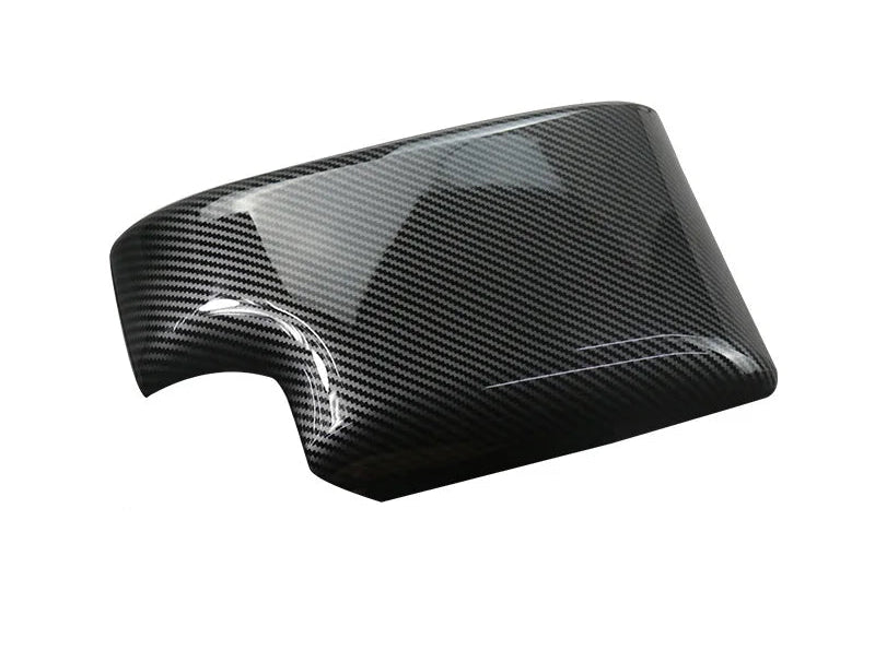Cache d’accoudoir de console centrale en carbone pour BMW Série 3 E46 présenté seul sous un angle gauche