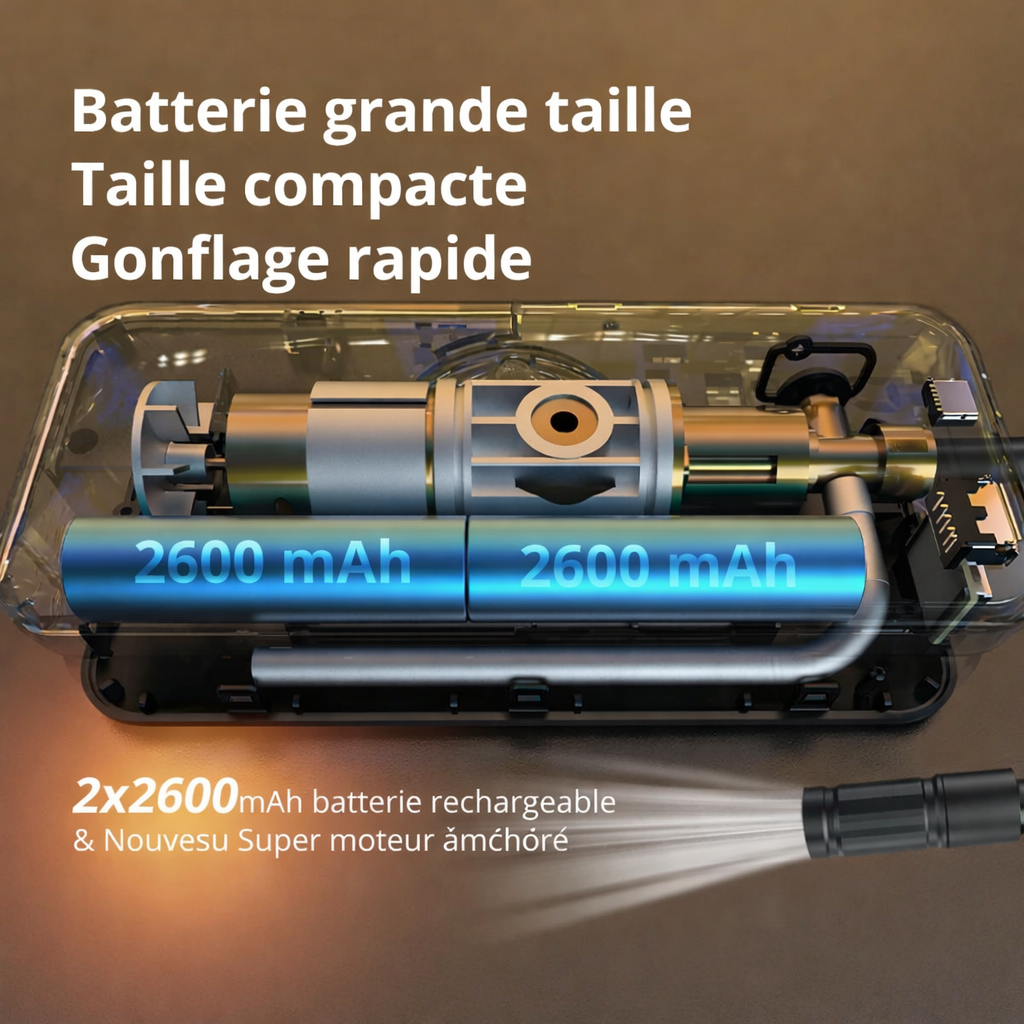 Compresseur d’air CARSUN avec batterie rechargeable et format compact