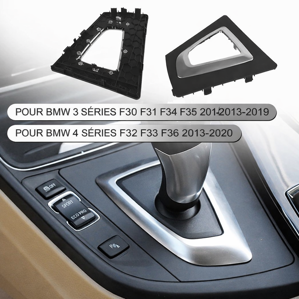 Contour de levier de vitesse BMW Série 3 et 4 avec aperçu du rendu monté sur la console centrale
