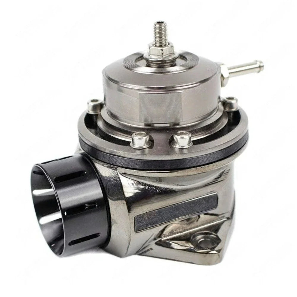 Vue de profil de la dump valve universelle type Greddy FV pour moteur turbo
