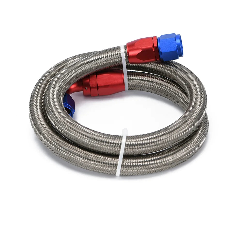 Durite tressée huile carburant finition alu longueur 1 m avec raccords