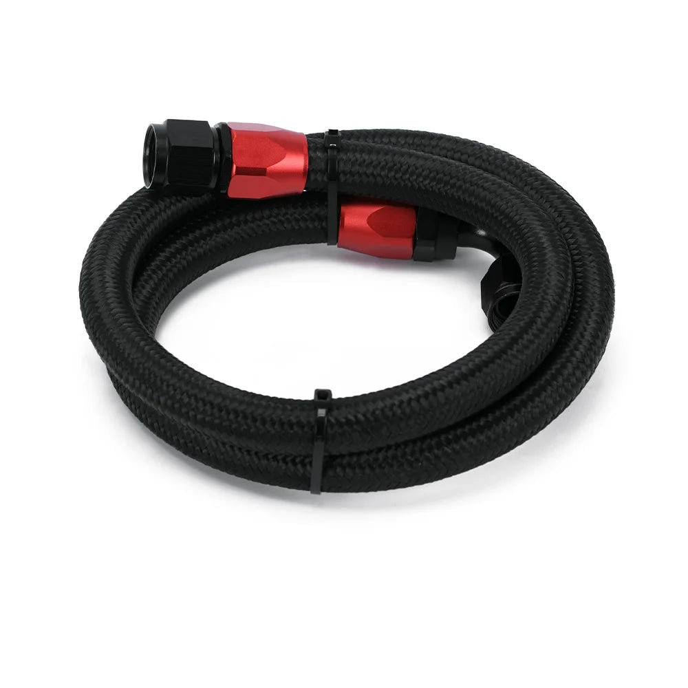 Durite tressée huile carburant noire longueur 1 m avec raccords