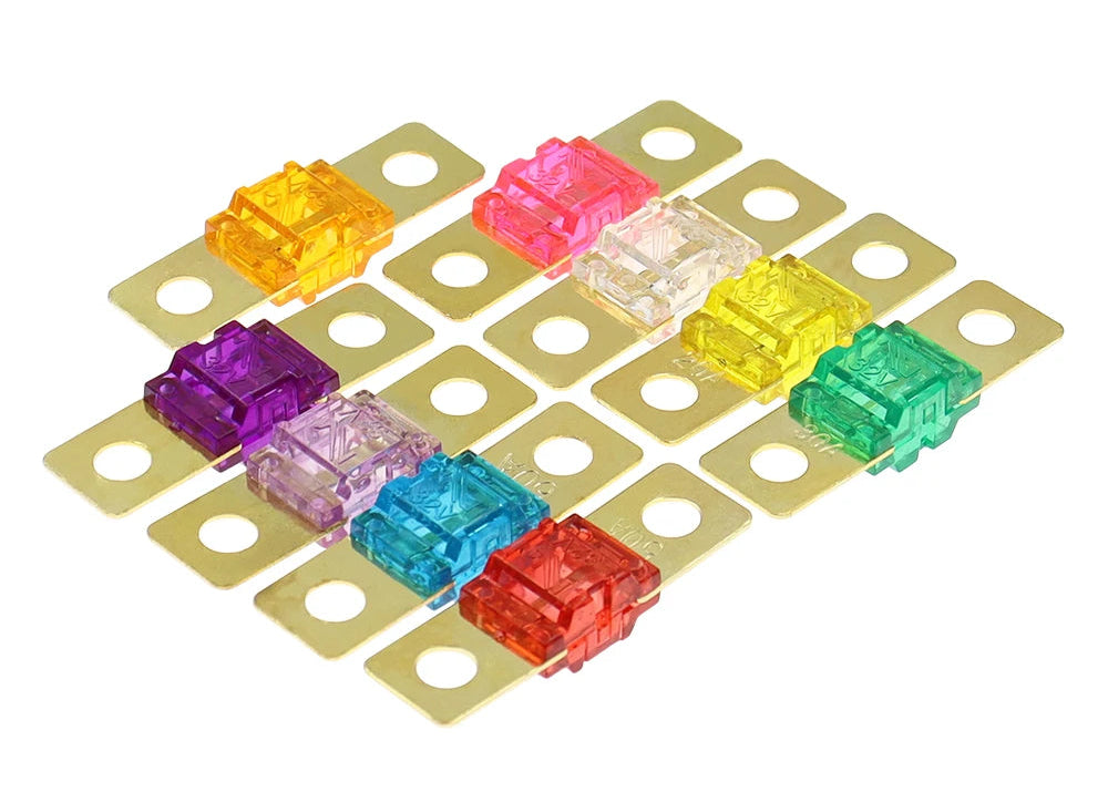 Lot de fusibles ANL plaqués or universels de différentes intensités pour alimentation auto