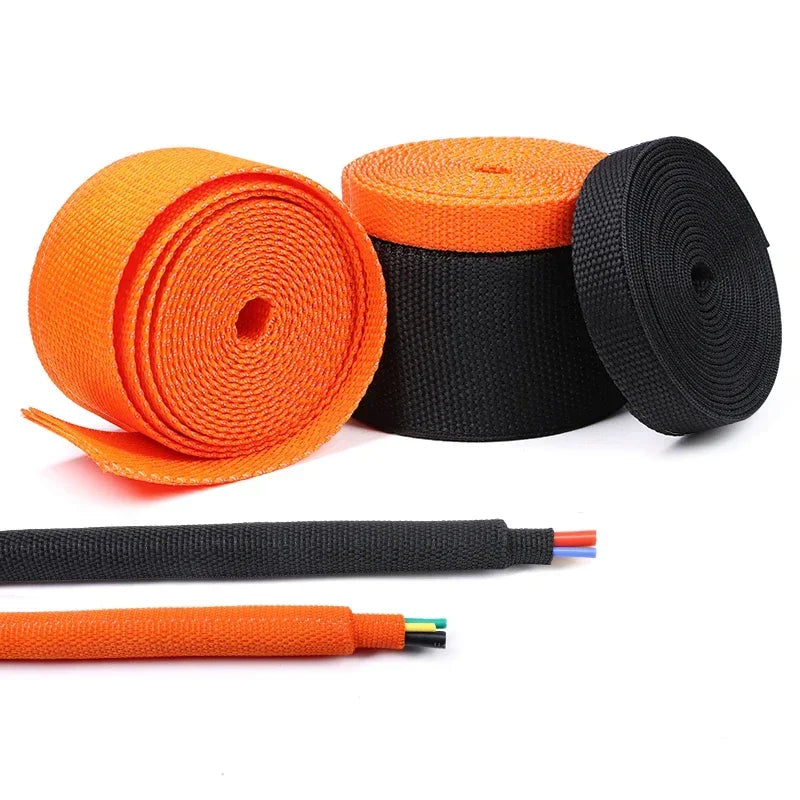Rouleaux de gaine tressée thermorétractable PET avec exemple de câble protégé