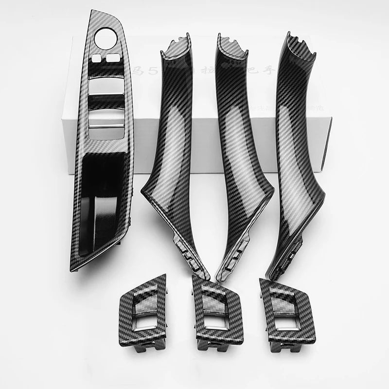Kit de poignées intérieures BMW F10 F11 F18 avec inserts noirs et poignées aspect carbone
