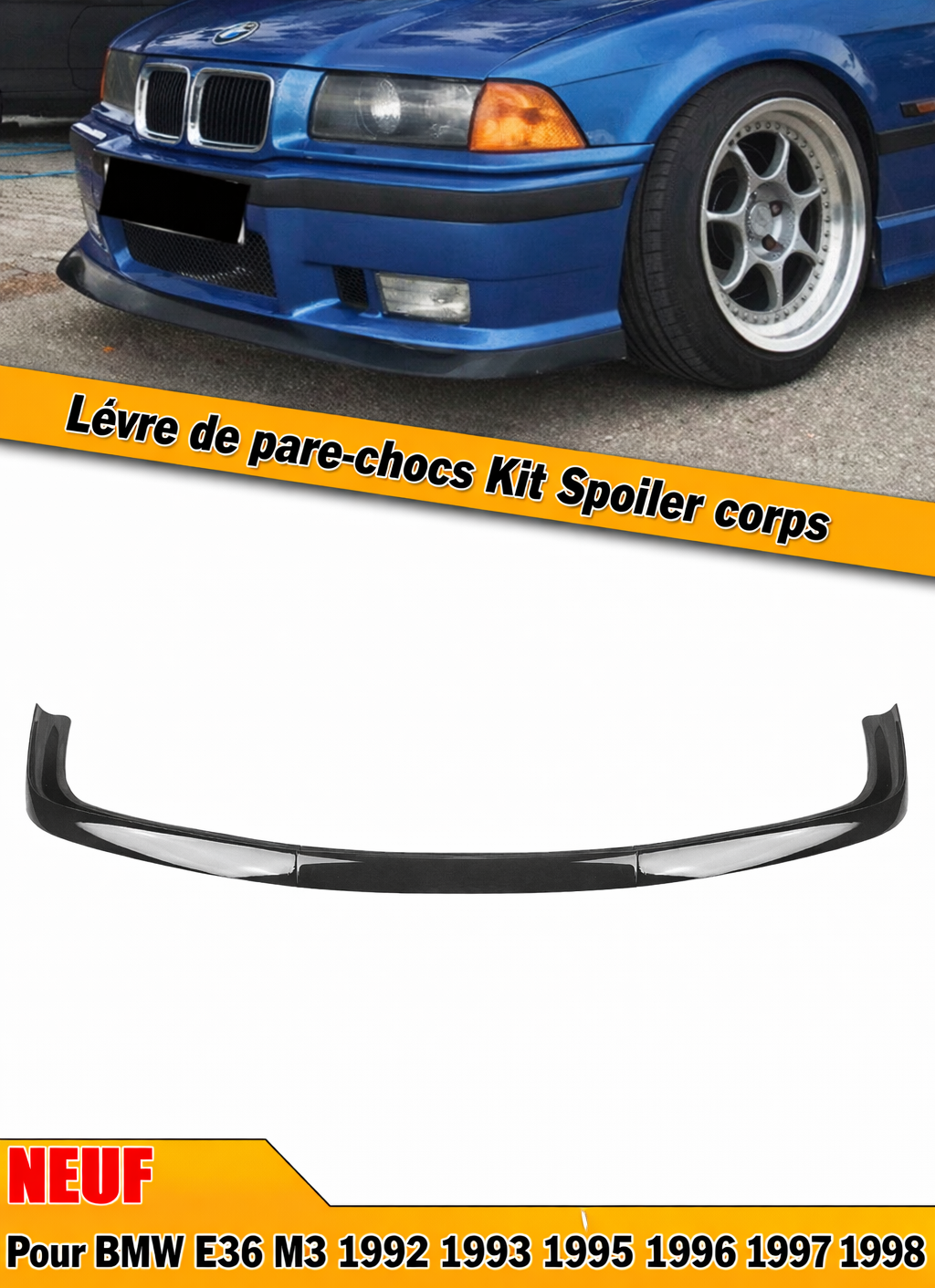 lame-avant-bmw-e36-m3-1992-1998-noir-brillant-3-pieces-vue-principale