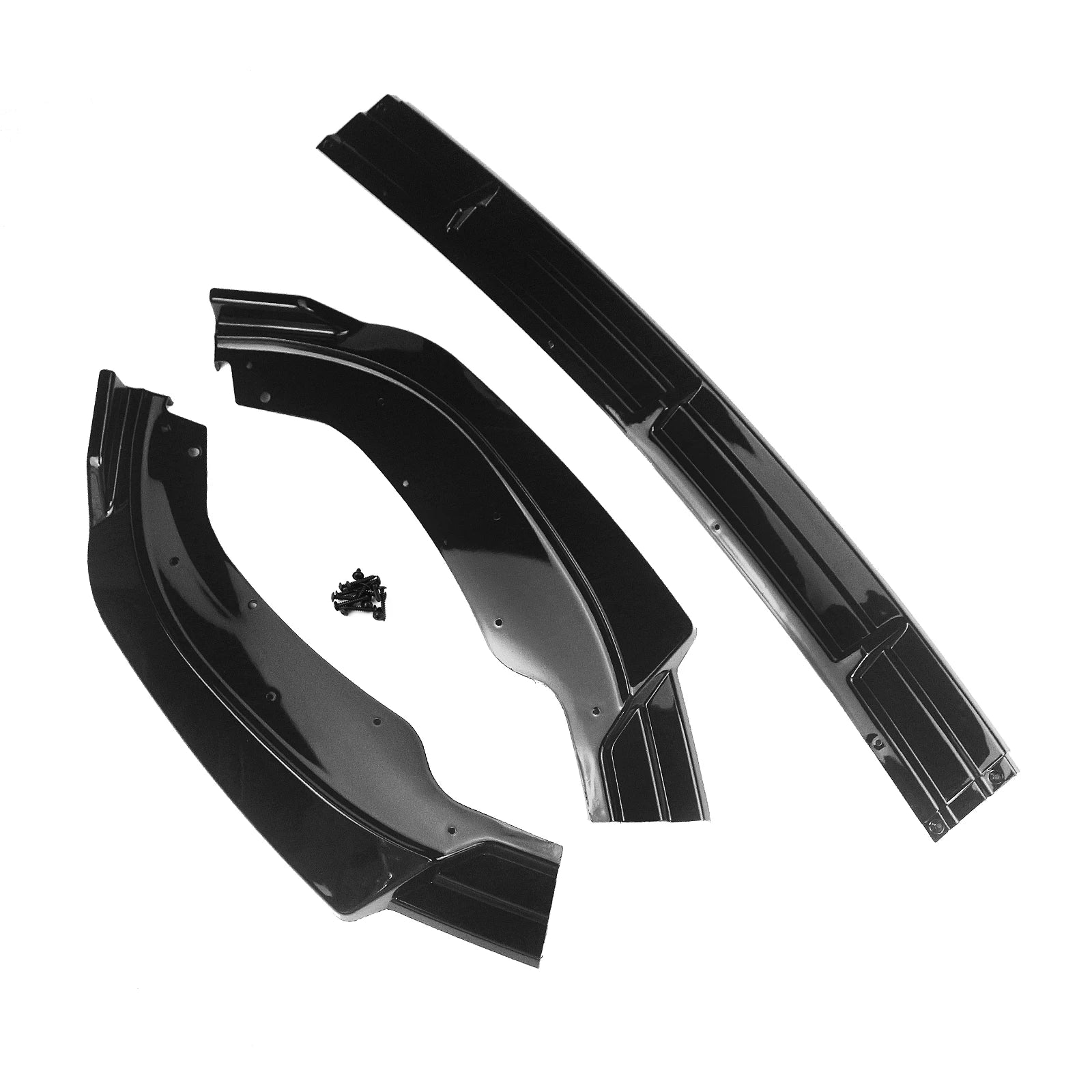 Kit de lame avant BMW G20 G21 en 3 pièces avec visserie présenté sur fond blanc