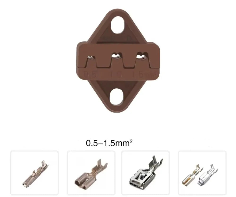 Mâchoire interchangeable marron pour pince à sertir avec repères de compatibilité