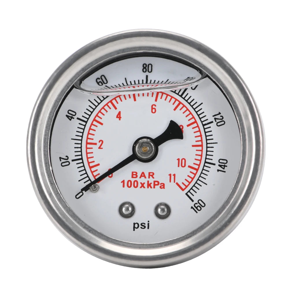 Détail du cadran du manomètre de pression essence huile universel 1/8 NPT blanc