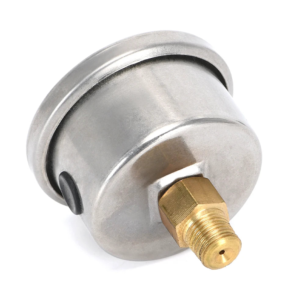 Vue arrière du manomètre de pression universel 1/8 NPT avec raccord fileté