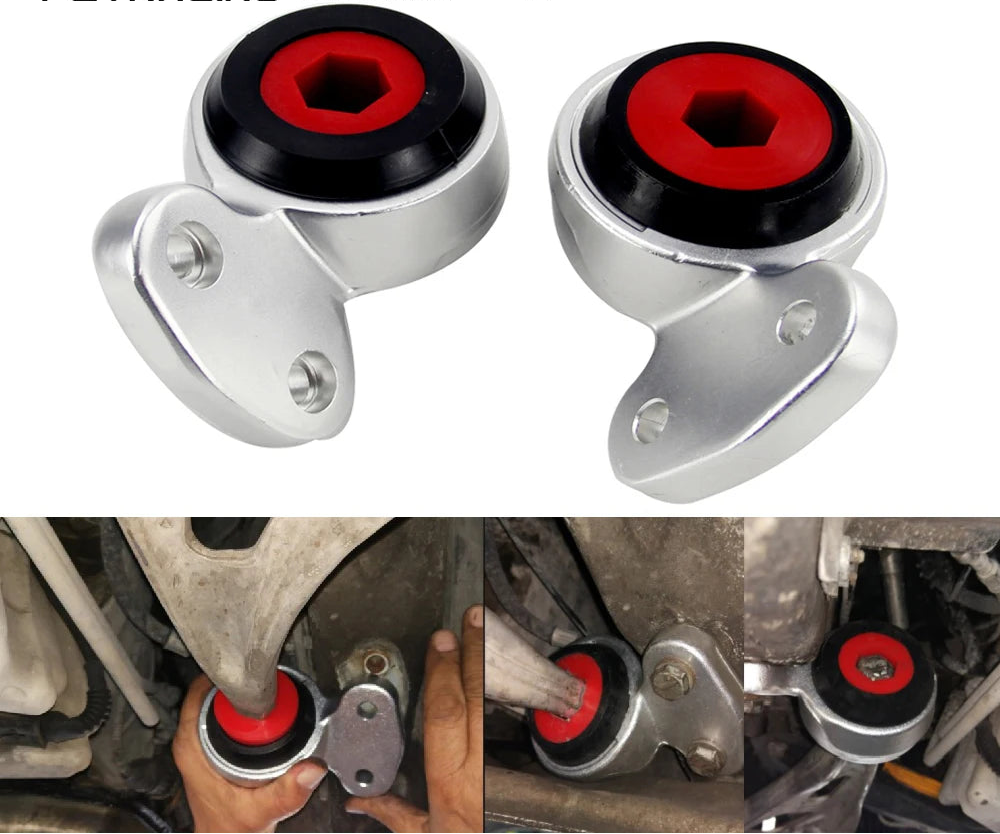 Oreilles de triangle avant BMW E46 Z4 E85 E86 renforcés aluminium polyuréthane 85A avec aperçu du montage
